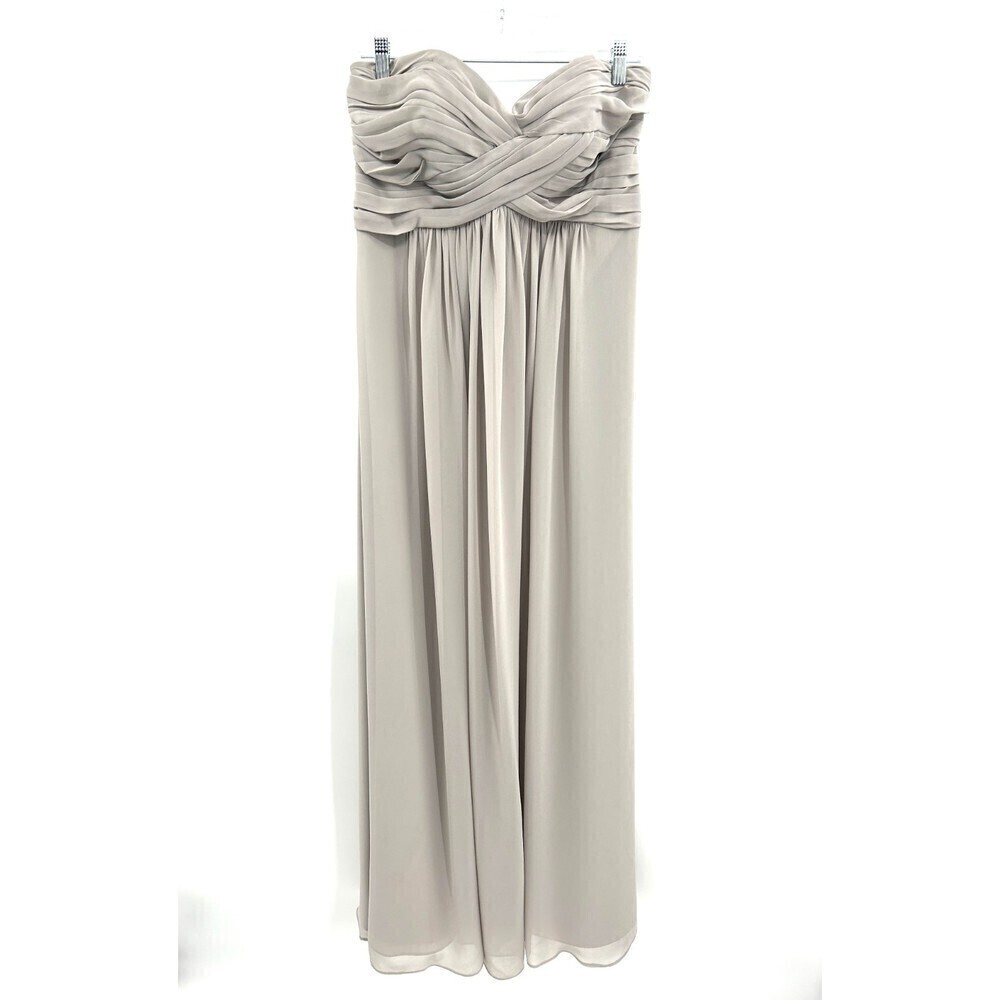 BILL LEVKOFF Neutral Stone Beige Strapless Sweetheart Maxi Bridesmaid Dress 12